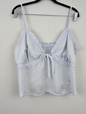 American Eagle Ruffled Tie-Front Cami Light Blue Shade